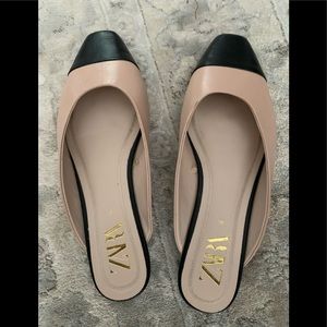 ZARA mules, tan and black (slippers)